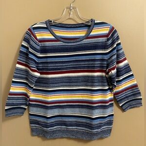 Blue Maroon Yellow Striped Top